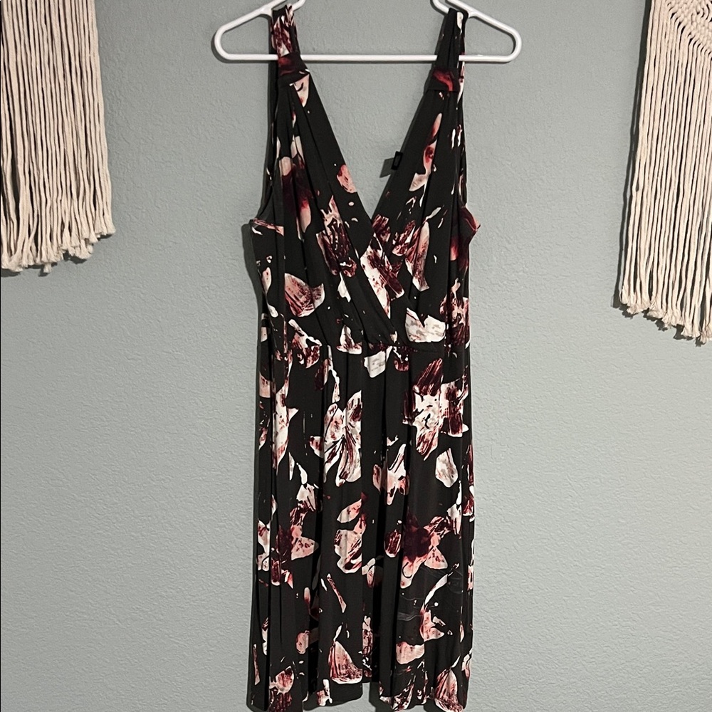 Ann Taylor Black and Pink Floral Mini Dress
